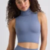 Soft Active Turtleneck Tank Top in Slate Grey