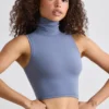 Soft Active Turtleneck Tank Top in Slate Grey