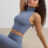 Soft Active Turtleneck Tank Top in Slate Grey
