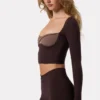 Soft Active Twist-Front Crop Top in Espresso