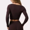 Soft Active Twist-Front Crop Top in Espresso