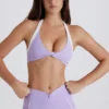 Soft Active Twist-Front Halterneck Sports Bra in Lilac