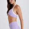 Soft Active Twist-Front Halterneck Sports Bra in Lilac