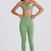 Soft Active Twist-Front Leggings in Green