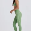 Soft Active Twist-Front Leggings in Green