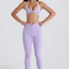 Soft Active Twist-Front Leggings in Lilac