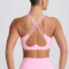 Soft Active V-Neck Sports Bra in Baby Pink