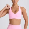 Soft Active V-Neck Sports Bra in Baby Pink