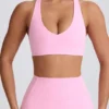 Soft Active V-Neck Sports Bra in Baby Pink