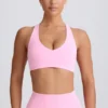 Soft Active V-Neck Sports Bra in Baby Pink