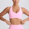 Soft Active V-Neck Sports Bra in Baby Pink