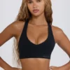 Soft Active V-Neck Sports Bra in Black