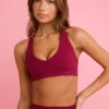 Soft Active V-Neck Sports Bra in Burgundy