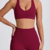 Soft Active V-Neck Sports Bra in Burgundy