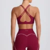Soft Active V-Neck Sports Bra in Burgundy