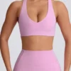 Soft Active V-Neck Sports Bra in Dusty Pink