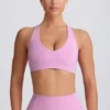 Soft Active V-Neck Sports Bra in Dusty Pink