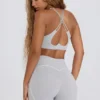 Soft Active V-Neck Sports Bra in Grey