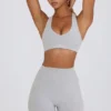 Soft Active V-Neck Sports Bra in Grey