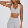 Soft Active V-Neck Sports Bra in Grey