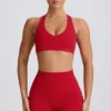 Soft Active V-Neck Sports Bra in Hot Red