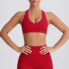 Soft Active V-Neck Sports Bra in Hot Red