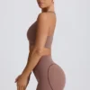 Soft Active V-Neck Sports Bra in Mocha