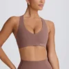 Soft Active V-Neck Sports Bra in Mocha