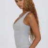 Soft Active V-Neck Tank Top in Grey Marl