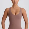 Soft Active V-Neck Tank Top in Mocha