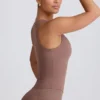Soft Active V-Neck Tank Top in Mocha