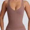 Soft Active V-Neck Tank Top in Mocha