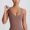 Soft Active V-Neck Tank Top in Mocha