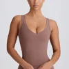 Soft Active V-Neck Tank Top in Mocha