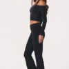 Soft Active V-Waist Flared Leggings in Black