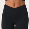 Soft Active V-Waist Flared Leggings in Black