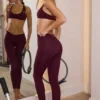 Soft Active V-Waist Leggings in Burgundy