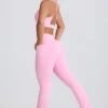 Soft Active V-Waist Pocket Flared Leggings in Baby Pink