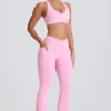 Soft Active V-Waist Pocket Flared Leggings in Baby Pink