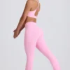 Soft Active V-Waist Pocket Flared Leggings in Baby Pink