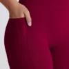 Soft Active V-Waist Pocket Flared Leggings in Burgundy