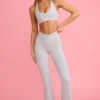 Soft Active V-Waist Pocket Flared Leggings in Grey