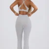 Soft Active V-Waist Pocket Flared Leggings in Grey