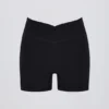 Soft Active V-Waist Pocket Mini Shorts in Black