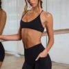 Soft Active V-Waist Pocket Mini Shorts in Black