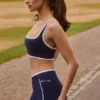 Soft Active Wrapover Contrast Mini Shorts in Classic Navy
