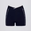 Soft Active Wrapover Contrast Mini Shorts in Classic Navy
