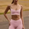 Soft Active Wrapover Contrast Mini Shorts in Powder Pink