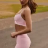Soft Active Wrapover Contrast Mini Shorts in Powder Pink
