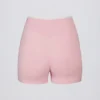 Soft Active Wrapover Contrast Mini Shorts in Powder Pink